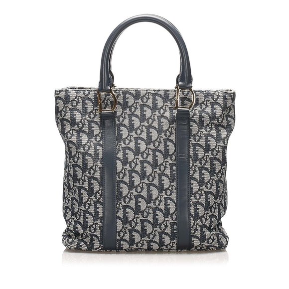 Christian Dior Dior Oblique Canvas Tote Bag Blue - Picture 1 of 11
